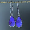 Natural Australian Boulder Opal White Gold Drop Earrings