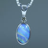 natural Australian Boulder Opal Silver and Diamond Pendant