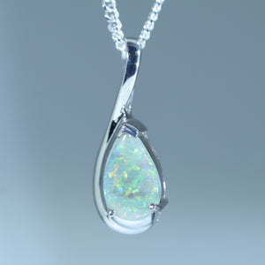 Natural Australian Crystal Opal Silver Pendant