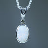 Natural Australian White Opal Silver and Diamond Pendant