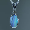 Natural Australian Boulder Opal Silver and Diamond Pendant