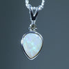 Natural Australian Opal Silver and Diamond Pendant