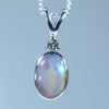 Natural Australian Crystal Opal Silver and Diamond Pendant