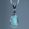 Natural Australian Boulder Opal Silver and Diamond Pendant