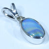 Natural Solid Boulder Opal and Diamond Silver Pendant with Silver Chain (8mm x 5.5mm)  Code - FF302