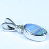 Natural Solid Boulder Opal and Diamond Silver Pendant with Silver Chain (8mm x 5.5mm)  Code - FF302