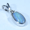 Natural Solid Boulder Opal and Diamond Silver Pendant with Silver Chain (8.5mm x 5mm)  Code - FF293