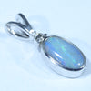 Natural Solid Boulder Opal and Diamond Silver Pendant with Silver Chain (8.5mm x 5mm)  Code - FF293