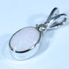 Australian Solid White Opal and Diamond Silver Pendant with Silver Chain (8.5mm x 5mm) Code - FF301