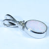 Australian Solid White Opal and Diamond Silver Pendant with Silver Chain (8.5mm x 5mm) Code - FF301