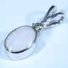 Australian Solid White Opal and Diamond Silver Pendant with Silver Chain (8.5mm x 5mm) Code - FF301