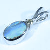 Natural Solid Boulder Opal and Diamond Silver Pendant with Silver Chain (8mm x 5mm)  Code - FF234