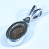 Natural Solid Boulder Opal and Diamond Silver Pendant with Silver Chain (8mm x 5mm)  Code - FF234