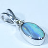 Natural Solid Boulder Opal and Diamond Silver Pendant with Silver Chain (8mm x 5mm)  Code - FF234