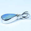 Natural Solid Boulder Opal and Diamond Silver Pendant with Silver Chain (9mm x 6mm)  Code - FF297