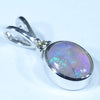 Australian Solid Crystal Opal and Diamond Silver Pendant with Silver Chain (8mm x 6mm) Code - FF231