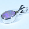 Australian Solid Crystal Opal and Diamond Silver Pendant with Silver Chain (8mm x 6mm) Code - FF231