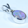 Australian Solid Crystal Opal and Diamond Silver Pendant with Silver Chain (8mm x 6mm) Code - FF231