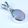 Australian Solid Crystal Opal and Diamond Silver Pendant with Silver Chain (8mm x 6mm) Code - FF231