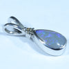 Australian Solid Opal and Diamond Silver Pendant with Silver Chain (8.5mm x 5mm) Code - FF239