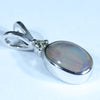 Australian Solid Crystal Opal and Diamond Silver Pendant with Silver Chain (8mm x 6mm) Code - FF296