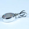 Australian Solid Crystal Opal and Diamond Silver Pendant with Silver Chain (8mm x 6mm) Code - FF296