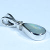 Natural Solid Boulder Opal and Diamond Silver Pendant with Silver Chain (8.5mm x 5mm)  Code - FF352