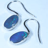 Australian Black Opal Silver Earrings (13mm x 7mm) Code - SS579