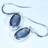 Australian Black Opal Silver Earrings (13mm x 7mm) Code - SS579