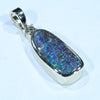 Natural Australian Boulder Opal and Diamond Gold Pendant (16mm x 7mm) Code - AA179