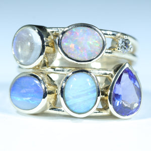 Natural Australian Opal and Multi Gemstone Gold Ring
