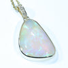 Large Lightning Ridge Crystal Opal and Diamond Gold Pendant (23mm x 19mm) Code - AA175