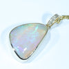 10k Gold - Solid Lightning Ridge Crystal Opal - Natural Diamonds