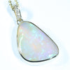 Large Lightning Ridge Crystal Opal and Diamond Gold Pendant (23mm x 19mm) Code - AA175