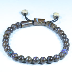 Natural Australian Boulder Matrix Opal Adjustable Bead Bracelet