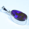 Australian Boulder Opal and Diamond Silver Pendant with Silver Chain (13mm x 8mm)  Code - FF463
