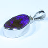 Australian Boulder Opal and Diamond Silver Pendant with Silver Chain (13mm x 8mm)  Code - FF463