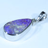 Australian Boulder Opal and Diamond Silver Pendant with Silver Chain (15mm x 9mm)  Code - FF503