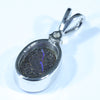 Australian Boulder Opal and Diamond Silver Pendant with Silver Chain (9.5mm x 6.5mm)  Code - FF445