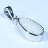 Coober Pedy White Opal and Diamond Silver Pendant with Silver Chain (13mm x 7mm) Code - FF496