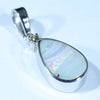 Australian Boulder Opal and Diamond Silver Pendant with Silver Chain (11.5mm x 7mm)  Code - FF438