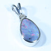 Australian Boulder Opal and Diamond Silver Pendant with Silver Chain (10mm x 6mm)  Code - FF444
