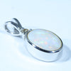 Coober Pedy White Opal and Diamond Silver Pendant with Silver Chain (10mm x 7mm) Code - FF436