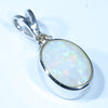 Coober Pedy White Opal and Diamond Silver Pendant with Silver Chain (10mm x 7mm) Code - FF436
