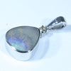 Australian Boulder Opal and Diamond Silver Pendant with Silver Chain (10mm x 9mm)  Code - FF79
