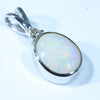 Coober Pedy White Opal and Diamond Silver Pendant with Silver Chain (9mm x 7mm) Code - FF443