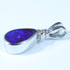 Australian Boulder Opal and Diamond Silver Pendant with Silver Chain (9mm x 5mm)  Code - FF508