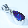 Australian Boulder Opal and Diamond Silver Pendant with Silver Chain (9mm x 5mm)  Code - FF508