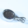 Australian Boulder Opal and Diamond Silver Pendant with Silver Chain (9mm x 7mm)  Code - FF468