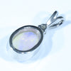 Coober Pedy Crystal Opal and Diamond Silver Pendant with Silver Chain (10mm x 7mm) Code - FF502